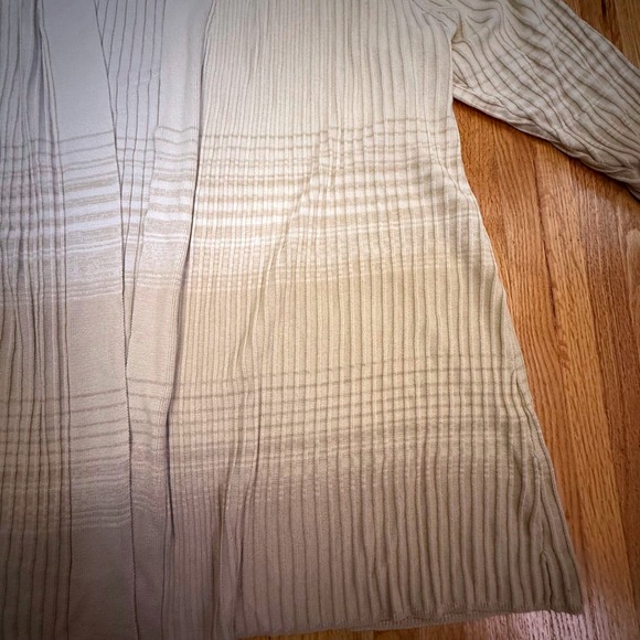 Isaac Mizrahi Live! Women's 3X Open Front Knit Cardigan Sweater‎ Beige Ombre - Picture 4 of 7
